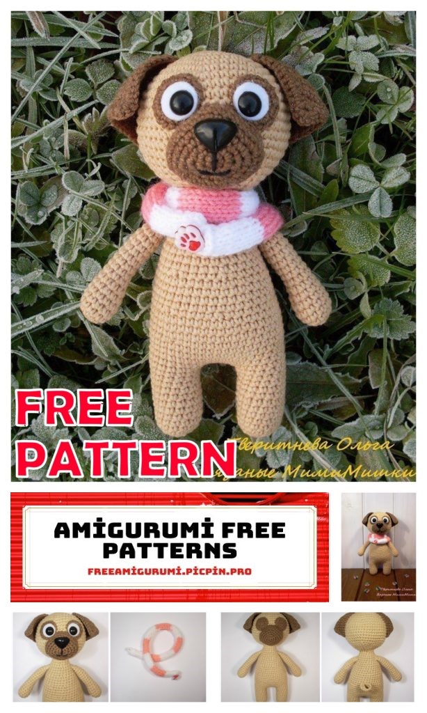 Cute Pug Dog Amigurumi Free Crochet Pattern