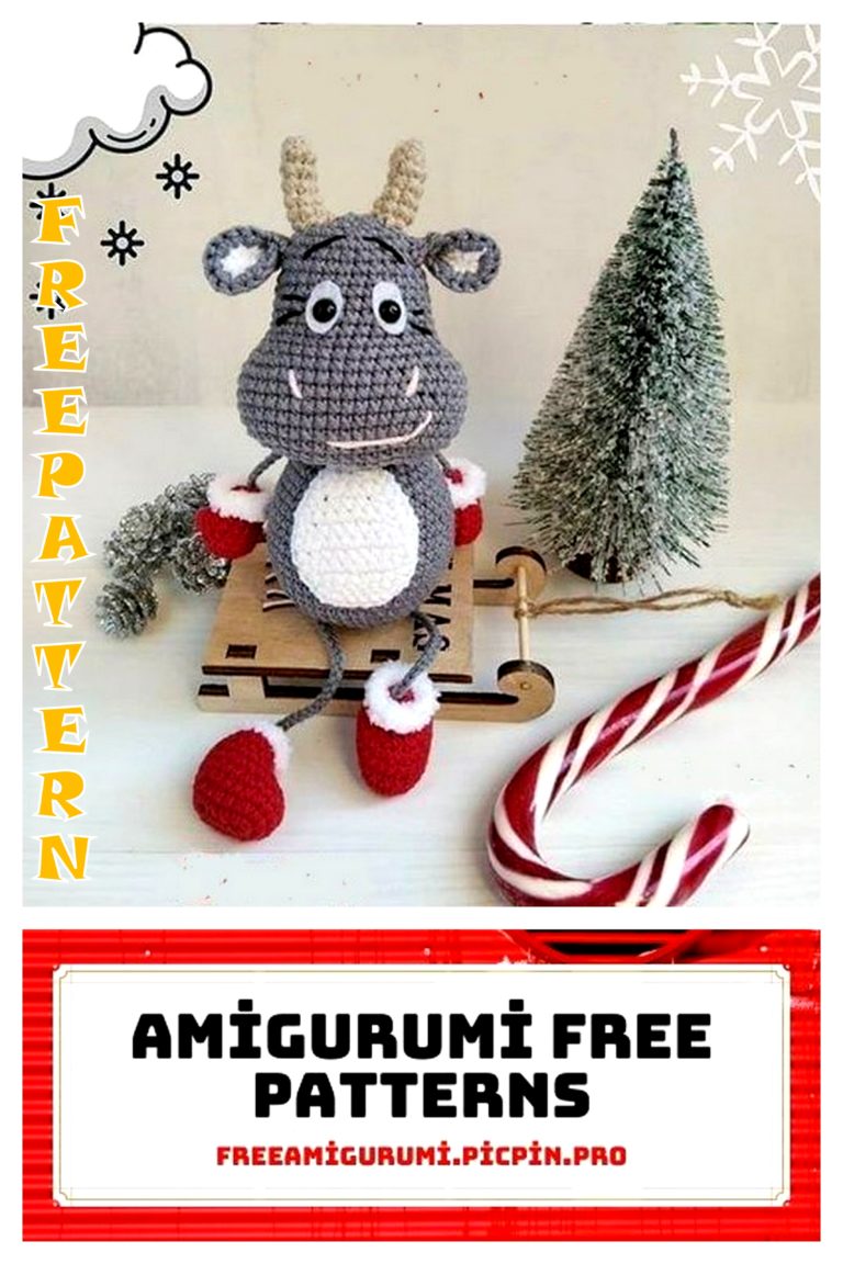 Christmas Bull Amigurumi Free Crochet Pattern