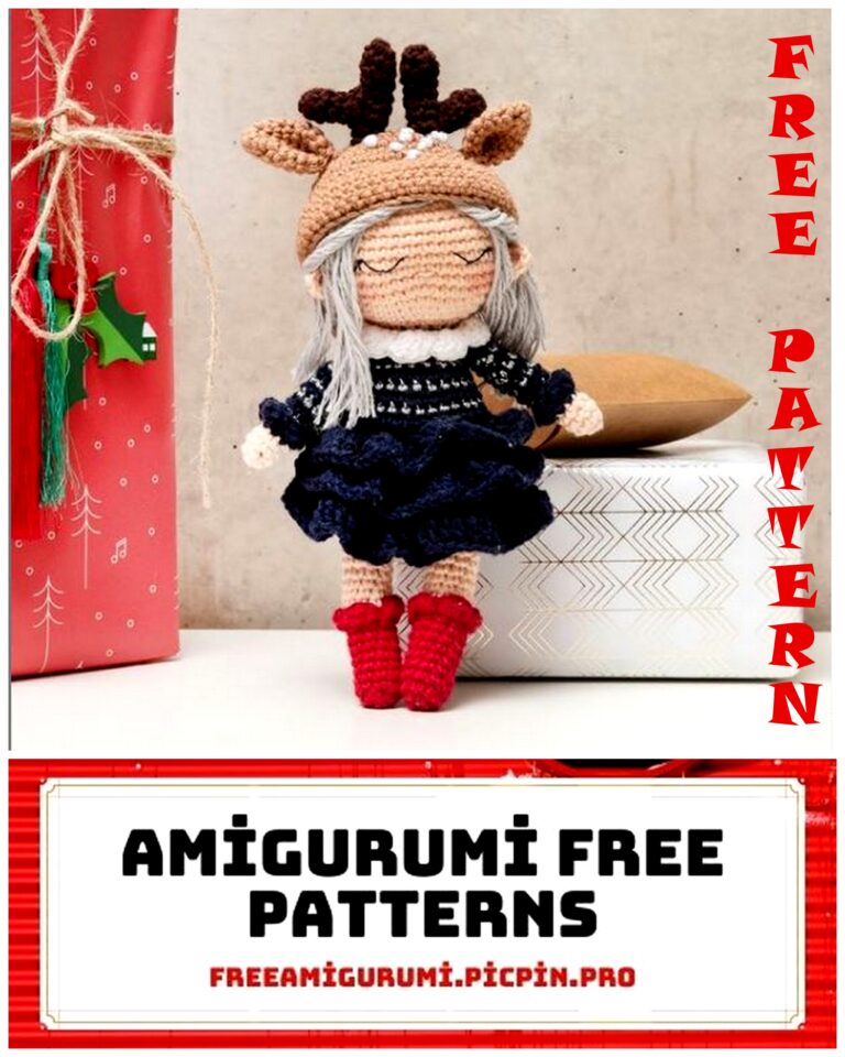 Christmas Doll With Deer Hat Amigurumi Free Crochet Pattern