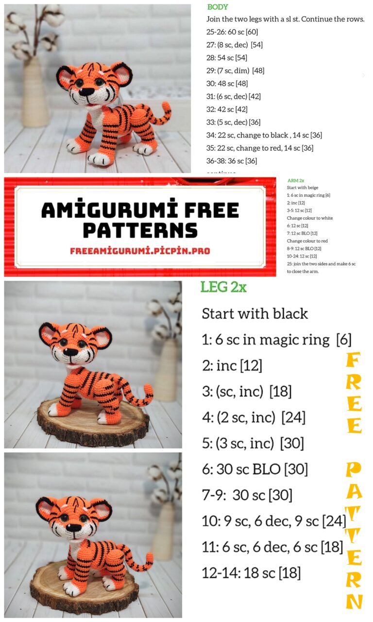 Little Cute Tiger Amigurumi Free Crochet Pattern – Amigurumi