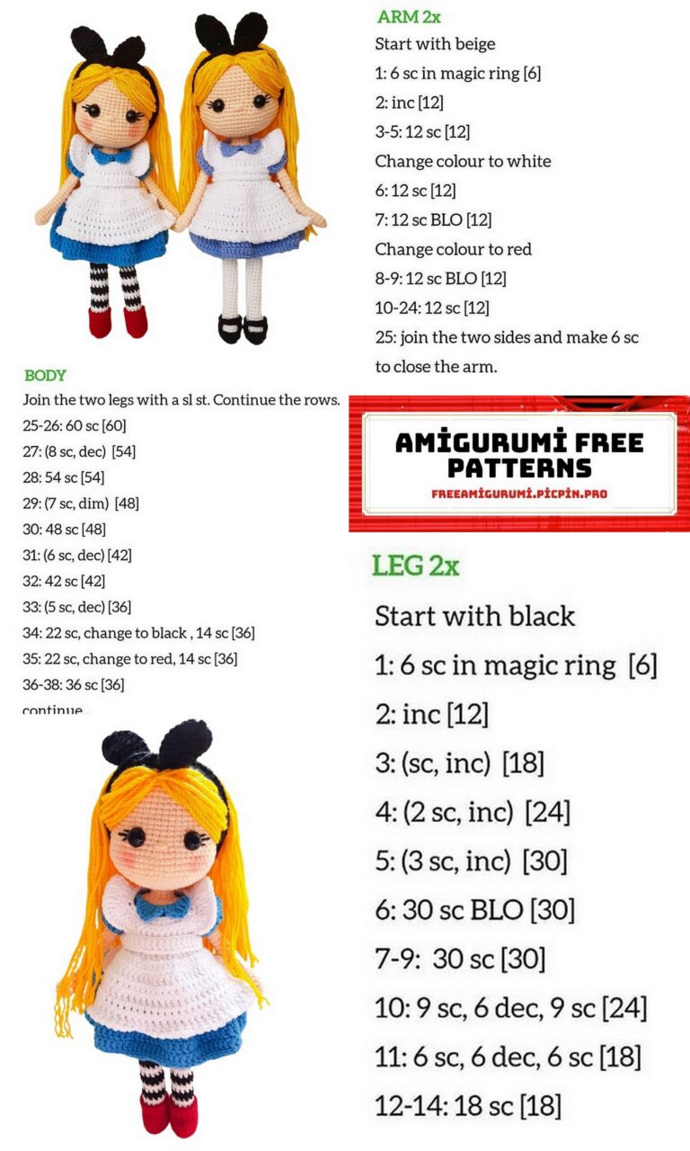 Alice Doll Amigurumi Free Crochet Pattern – Amigurumi